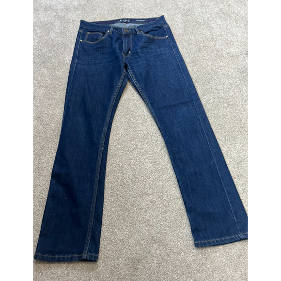 MB Studio Jeans Womens Size 32 x 30 Blue Dark Wash Denim Slim Straight - Picture 1 of 11